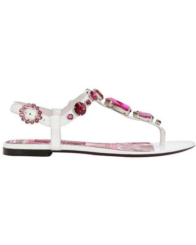 Dolce & Gabbana Patent Leather Flip Flop Sandals - Pink