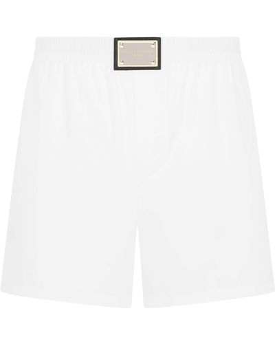 Dolce & Gabbana Lange Boxershorts aus Baumwolle - Weiß