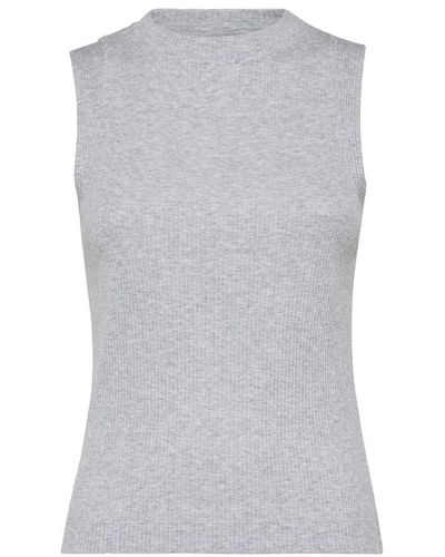 Brunello Cucinelli Ribbed Jersey Top - Grey