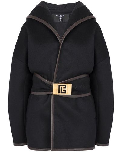 Balmain Wool-cashmere Belted Coat - Black