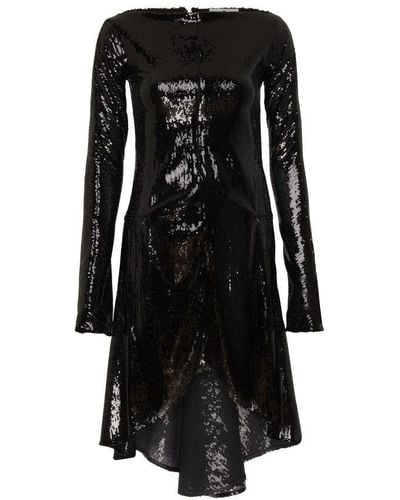 Courreges Ellipse Glitter Zipped Dress - Black