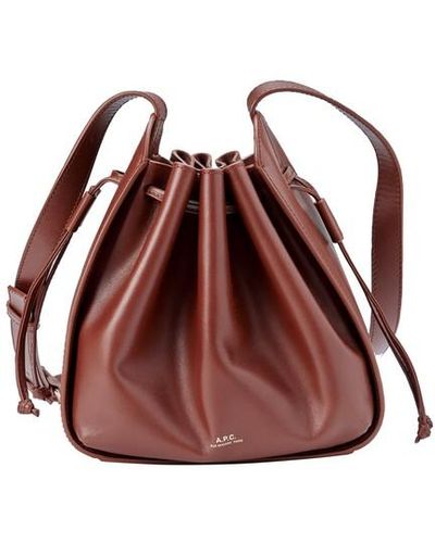 A.P.C. Courtney Small Leather Bucket Bag - Brown