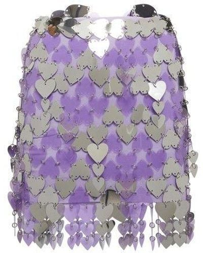 Rabanne Sequin-embroidered Mini Skirt - Purple