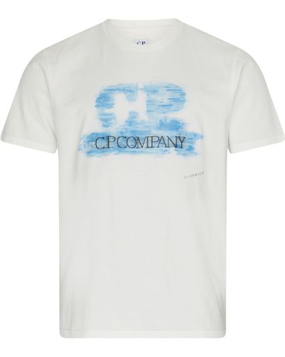 C.P. Company T-shirt en jersey de coton fin 24/1 artisanal avec logo - Blanc