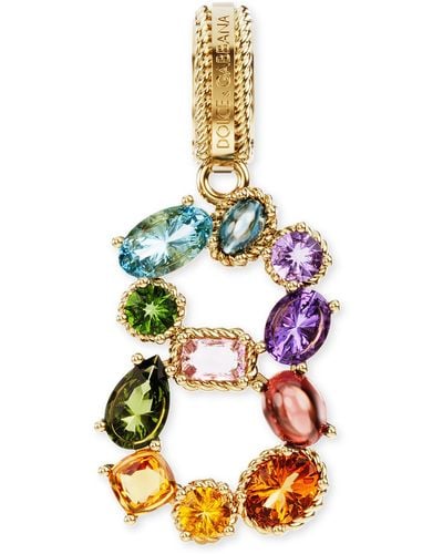 Dolce & Gabbana Regenbogen-Anhänger aus 18 kt Gelbgold mit verschiedenfarbigen Edelsteinen in Form der Zahl 8 - Mettallic