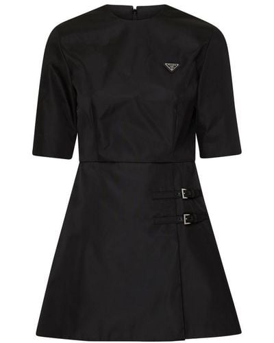 Prada Short Dress With Three-Quarter-Length Sleeves - Black