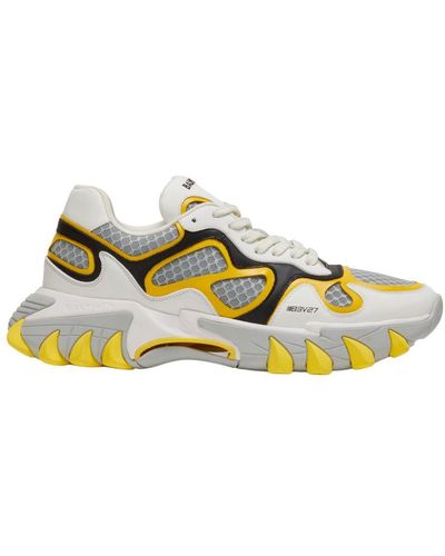 Balmain B-East Leather And Mesh Sneakers - Yellow