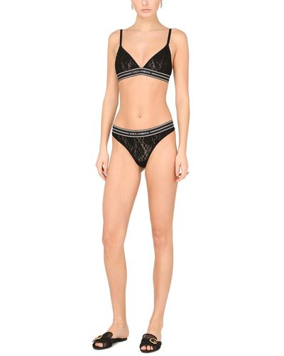 Dolce & Gabbana Non-underwired Lace Bra With Branded Elastic - Black