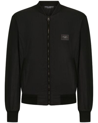 Dolce & Gabbana Nylon Jacket With Branded Tag - Black
