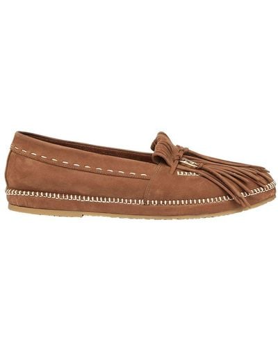 Fendi Nubuck Leather Loafers - Brown