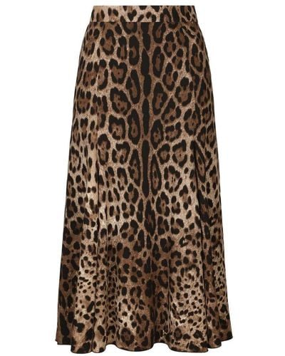 Dolce & Gabbana Leopard-Print Cady Circle Skirt - Brown