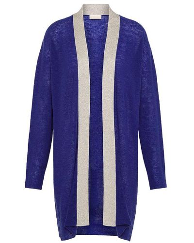 Momoní Flossy Cardigan Ribbed With Lurex Details - Blue