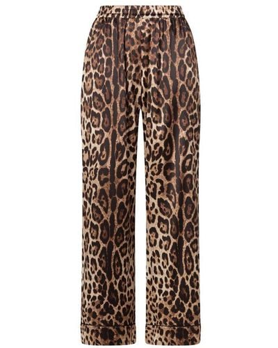 Dolce & Gabbana Leopard-print Satin Pajama Pants - Brown