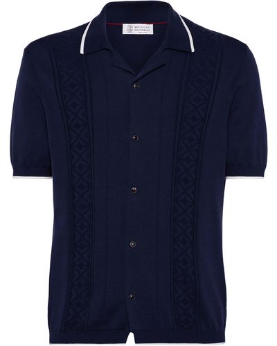 Brunello Cucinelli Hemd mit kurzen Ärmeln - Blau