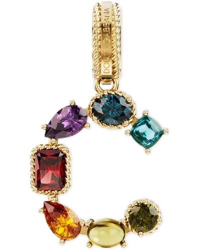 Dolce & Gabbana Anhänger Rainbow Alphabet C aus 18 kt Gelbgold mit mehrfarbigen Edelsteinen - Mettallic