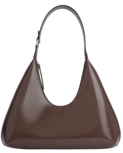 BY FAR Amber Semi Patent Leather Shoulder Bag - Brown