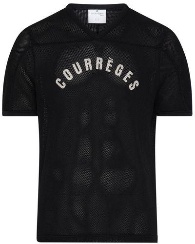 Courreges Printed Mesh T-Shirt - Black