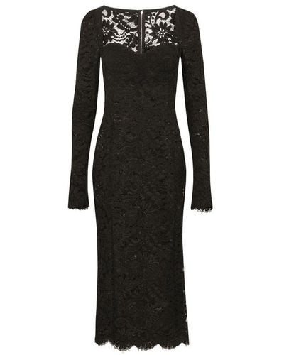 Dolce & Gabbana Lace Calf-Length Dress - Black