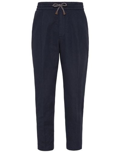 Brunello Cucinelli Leisure Fit Pants With Drawstring - Blue