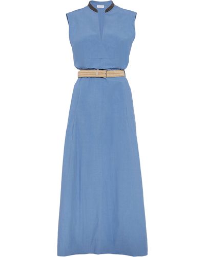 Brunello Cucinelli Kleid aus Popeline - Blau