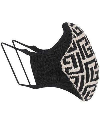 Balmain Cotton Mask With Logo - Black