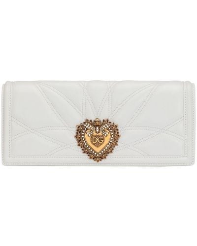 Dolce & Gabbana Quilted Nappa Leather Devotion Baguette Bag - White