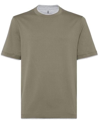 Brunello Cucinelli T-Shirt With Faux-Layering - Green