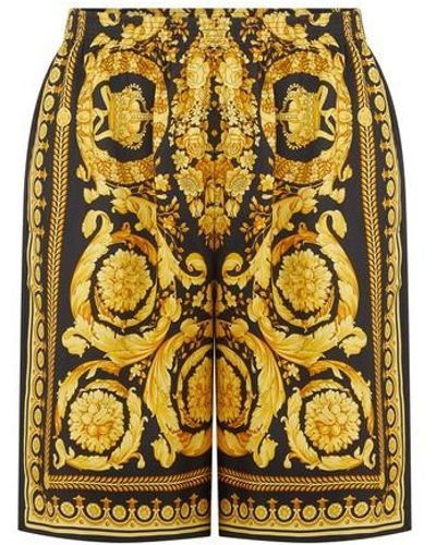 Versace Barocco Print Shorts - Yellow
