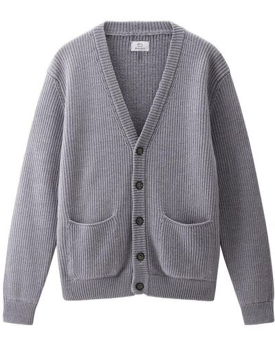 Woolrich Ribbed Cardigan Sweater - Grey