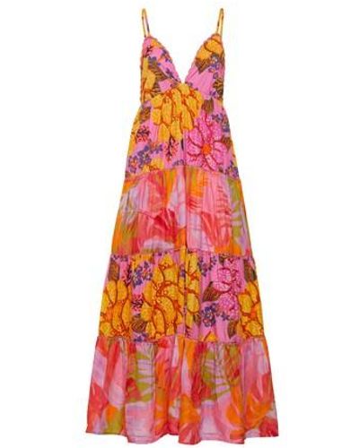 FARM Rio Mixed Pink Prints Maxi Dress - Orange