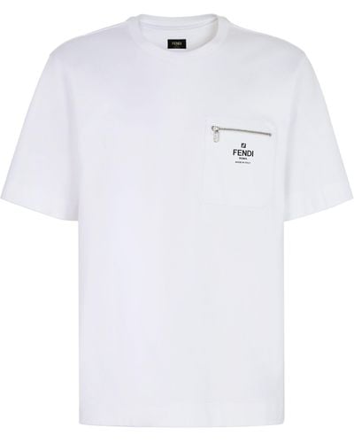 Fendi T-Shirt in Oversize Fit - Weiß