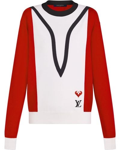 Louis Vuitton Color Block Sweatshirt im Vintage-Stil - Rot