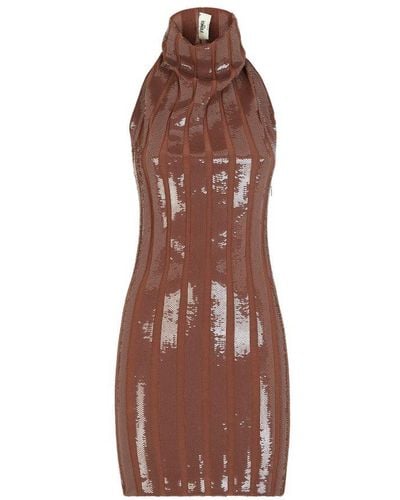 Fendi Fitted Sleeveless Short Dress - Brown