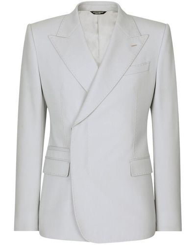 Dolce & Gabbana Double-Breasted Stretch Wool Sicilia-Fit Jacket - Grey