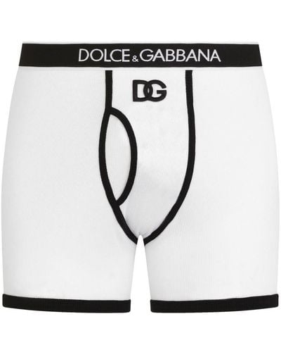 Dolce & Gabbana Long-Leg Fine-Rib Cotton Boxers - Black