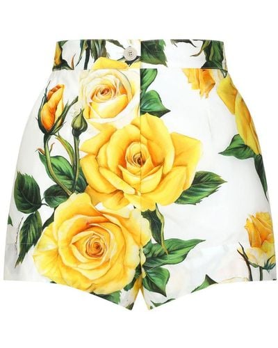 Dolce & Gabbana Poplin Floral Shorts - Yellow