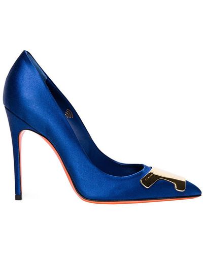 Santoni Satin High-heel Court - Blue