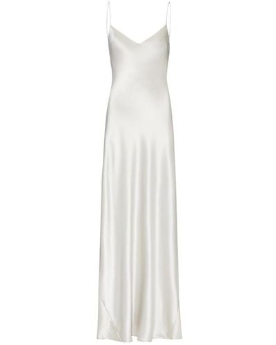 Galvan London Satin V Neck Slip Dress - White