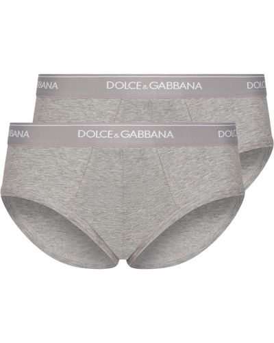 Dolce & Gabbana Brando-Slips aus Baumwolle im Doppelpack - Grau