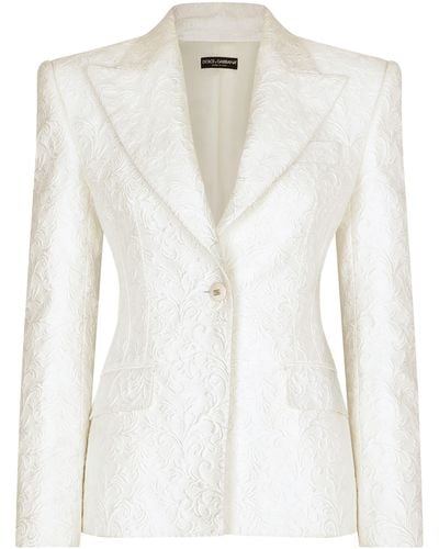 Dolce & Gabbana Turlington-Jacke Aus Brokat - Weiß
