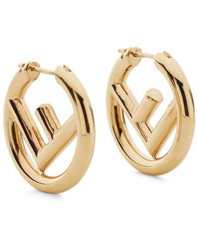 Fendi F-logo Large Hoop Earrings - Metallic