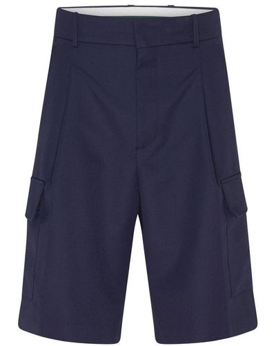 Drole de Monsieur Wool Cargo Shorts - Blue