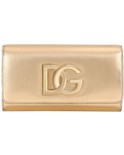 Dolce & Gabbana 3.5 Leather Clutch Bag - Natural