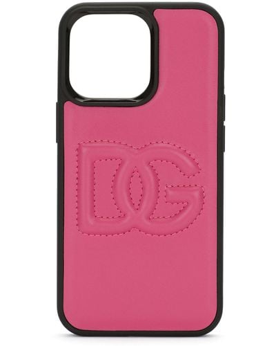 Dolce & Gabbana Hülle für iPhone 13 Pro aus Kalbsleder - Pink