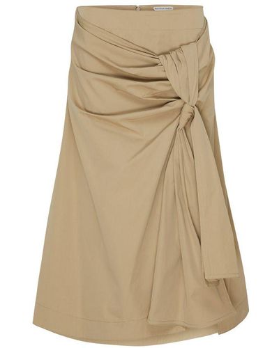 Bottega Veneta Compact Cotton Skirt With Knot Detail - Natural