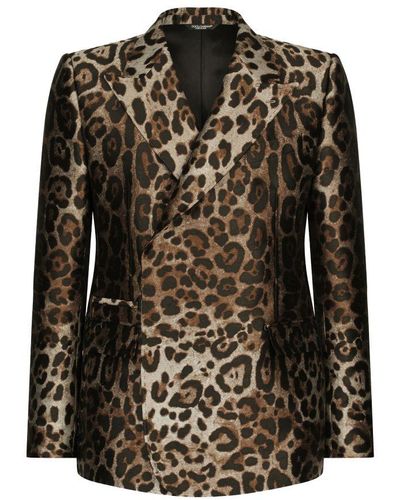 Dolce & Gabbana Double-Breasted Jacquard Sicilia-Fit Suit - Black