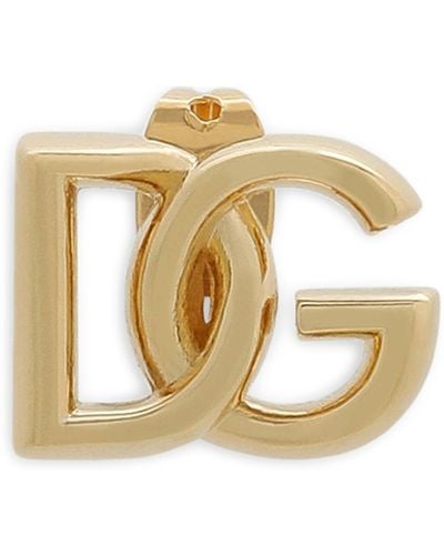 Dolce & Gabbana Boucle d'oreille unique avec logo - Métallisé