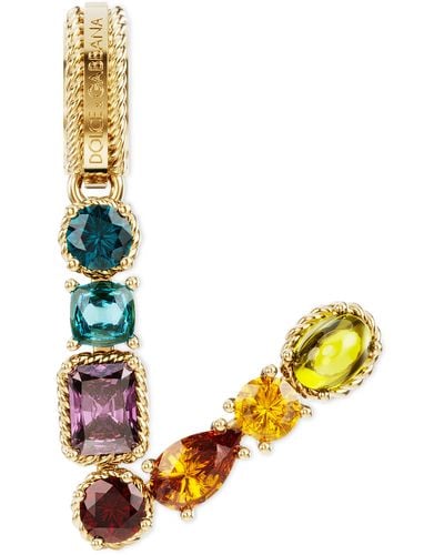 Dolce & Gabbana Charme alphabet arc-en-ciel V en or jaune 18 carats avec pierres précieuses fines multicolores