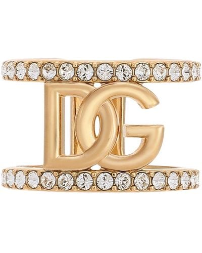 Dolce & Gabbana Open Ring With Rhinestones - Metallic