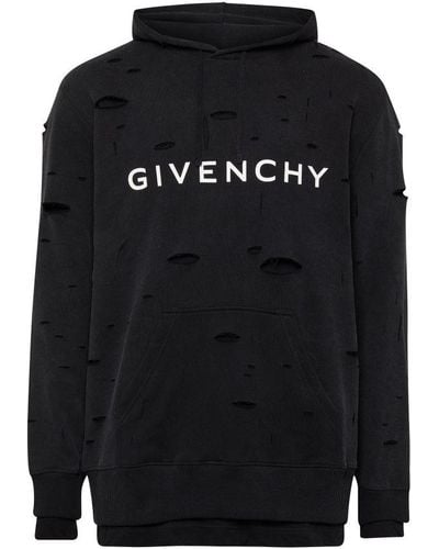 Givenchy Archetype Hoodie With Destroyed Effect - Black